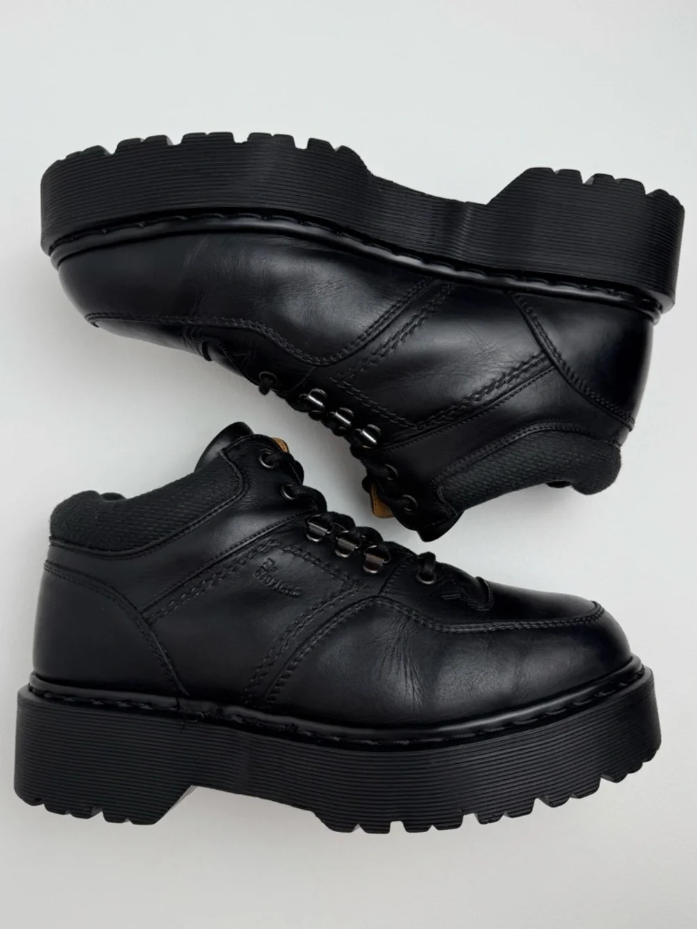 Made in England Vintage Dr. Martens Black Leather Envy Quad Platform Boots UK 7